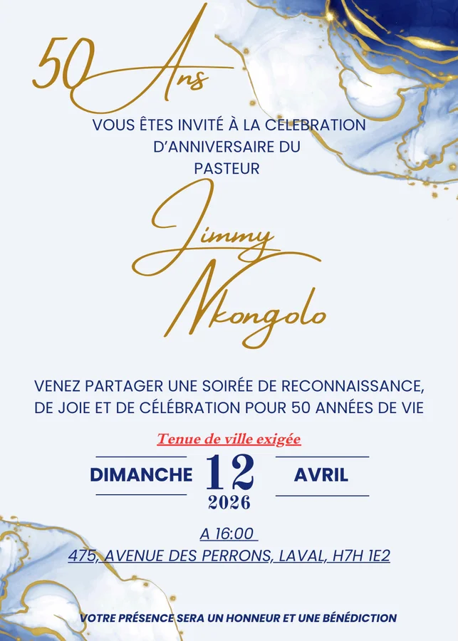 50e Anniversaire — Pasteur Jimmy Nkongolo